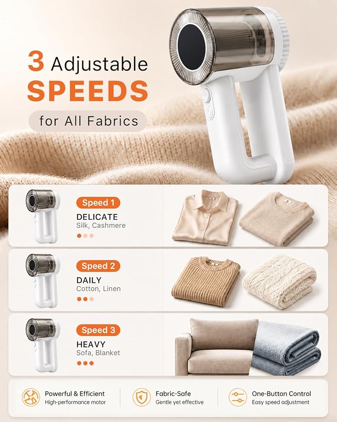 Fabric Shaver Rechargeable, 9500RPM Electric Lint Remover - Image 5