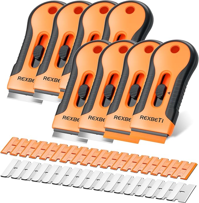 REXBETI Razor Blade Scraper Tool, 8 Pack Windows, Glass Stovetop Scraper | 8 by REXBETI
