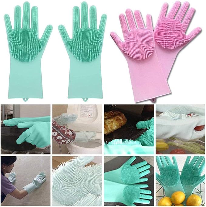 Silicone Dishwashing Gloves, Pet Grooming Rubber Scrubbing - Image 4