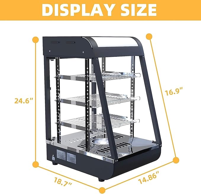 15" Commercial Food Warmer Countertop Pizza Warmers Display Pastry Patty Warmer Case for Buffet Restaurant Shop Heater Food Service L15'' x W19'' x H25''