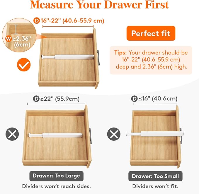 Lifewit 2.36" Upgrade Kitchen Drawer Dividers, Adjustable Drawer Organizer | 12 - Image 4