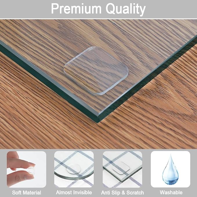 Extremely Soft Glass Table Top Bumper, Anti Slide and Scratch for Glass Table, Transparent Non-Adhesive Rubber Pads for Glass Table Top Spacer. to Avoid The Movement of Glass (Round & Square, 40 PCS)