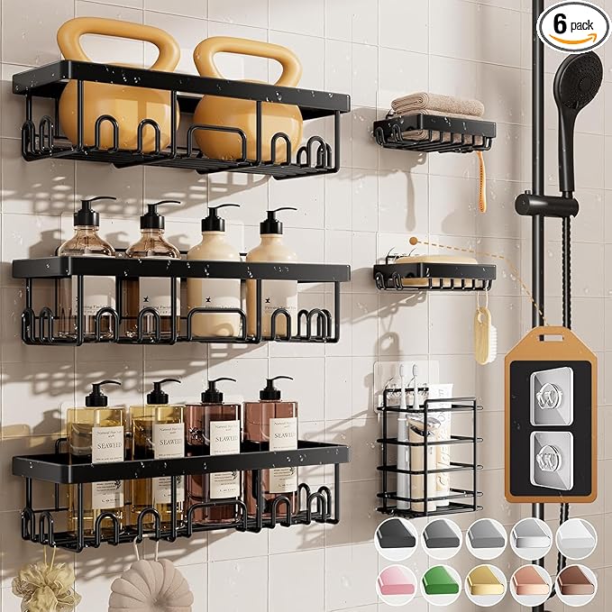 Veken Shower Caddy 6-Pack, Bathroom Organizers and Storage Shelves by Veken