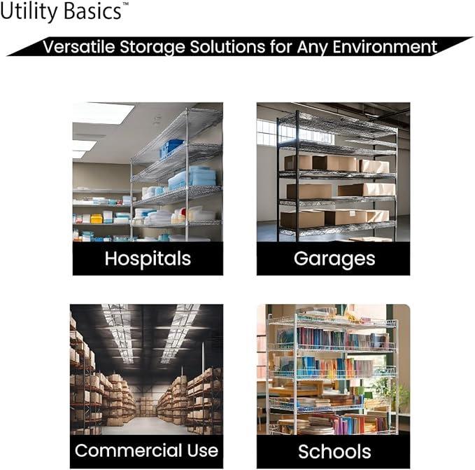 NSF Commercial 5-Tier Wire Shelving with Wheels, 48"x24"x72" Heavy Duty Metal Shelves 4000 lbs Max Capacity, Black Storage Rack for Garage Kitchen Pantry Warehouse