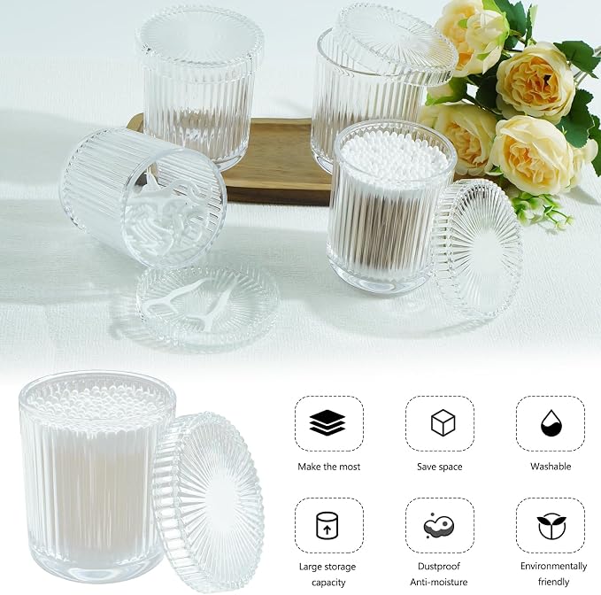 2 Pack Glass Container Qtip Holder - Image 4
