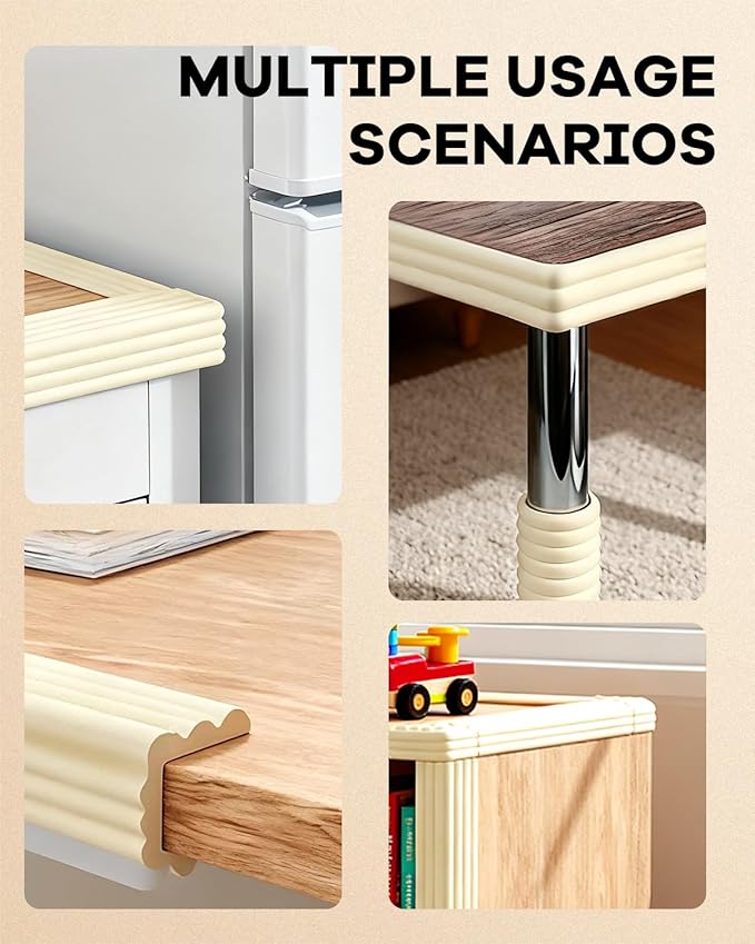 Edge and Corner Guards with Strong Adhesive Extra Thick Baby Proofing Furniture Protector for Table Desk Bed Cabinets Child Safety for Home and Nursery (Beige White, 16.4 Feet)