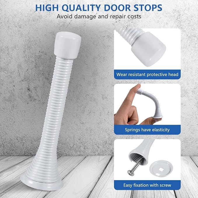 KISEER 12 Pack Spring Door Stops 3 1/4 Inch Flexible Heavy Duty Spring Door - Image 3