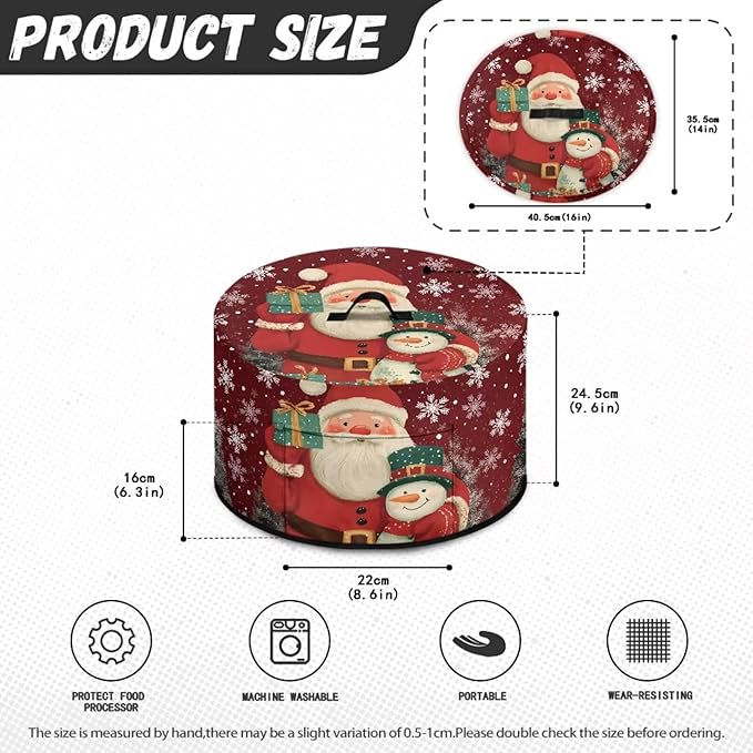 Cute Santa Claus Snowman Print Slow Cooker Cover with Pocket Portable Stain Resistant Slow Cooker Cover for Kitchen Christmas Decor Extra Accessories Fit 6/7/8 Quart Electric Oval Crock Pot