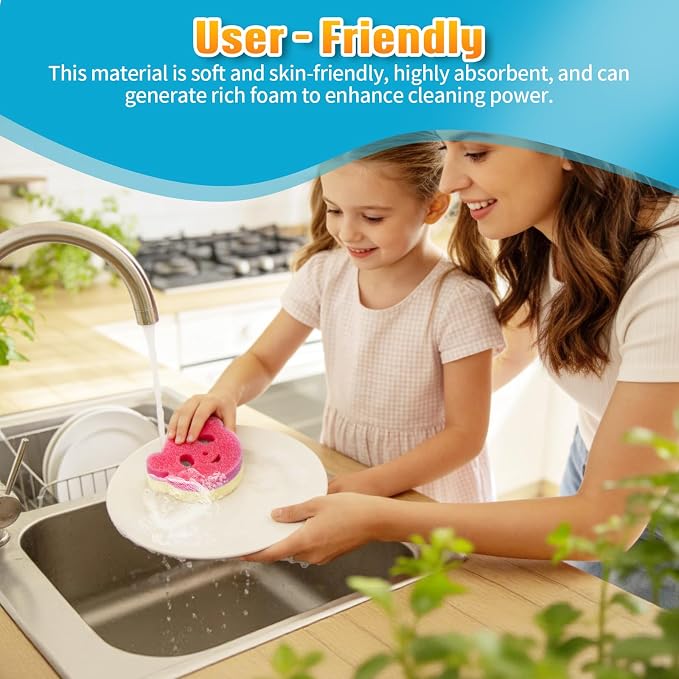 12 Pack Scrub Sponges for Dishes, Dual-Sided Temperature-Responsive Scrubber - Image 7