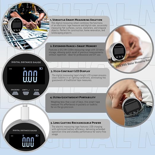 DZ Duozhan Small Digital Wheel Tape Measure LCD Display Inches Other Units - Image 3