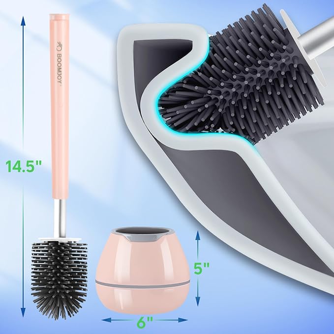 BOOMJOY Toilet Brush and Holder Set, Silicone Toilet Bowl Cleaner Brush - Image 6