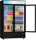 Commercial Beverage Refrigerator, 40 Cu.ft.Display Fridge Glass Door Upright Display Door with Adjustable Shelves LED Light for Restaurant,Grocery Stores,Office