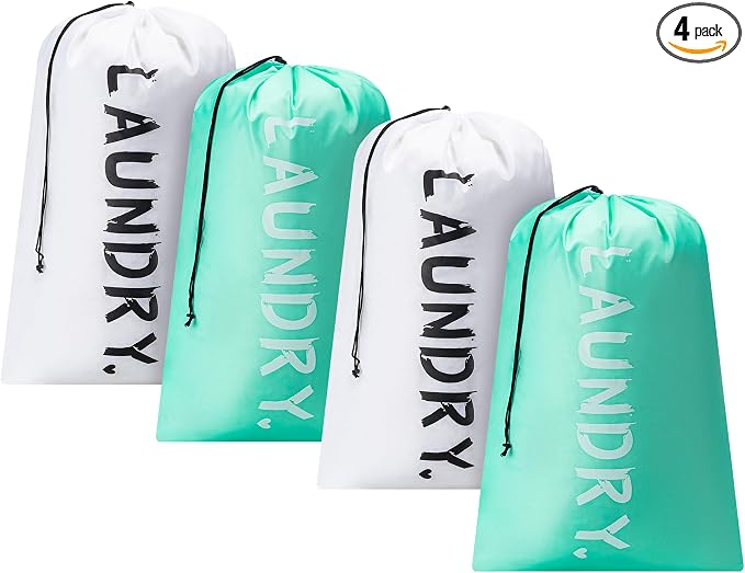 4 Pack Travel Laundry Bag, Extra Large Dirty Clothes Organizer by Unknown