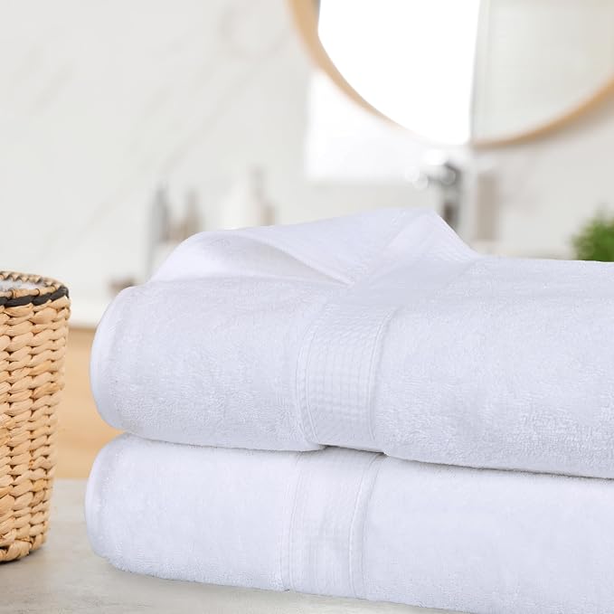 SUPERIOR Egyptian Cotton Pile Heavyweight Bath Sheet, 2 Piece Set, Ultra Soft - Image 2