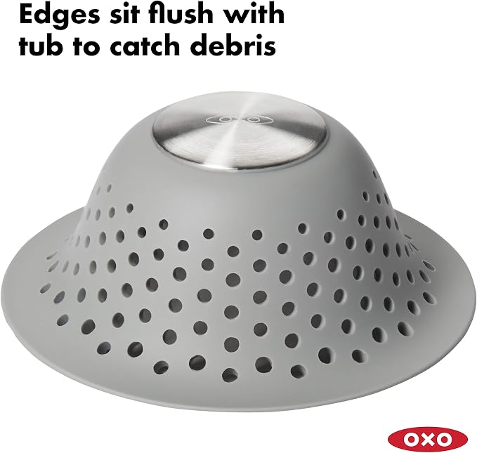 OXO Good Grips Silicone Shower & Tub Drain Protector, Hair Drain Catcher | Hair - Image 3