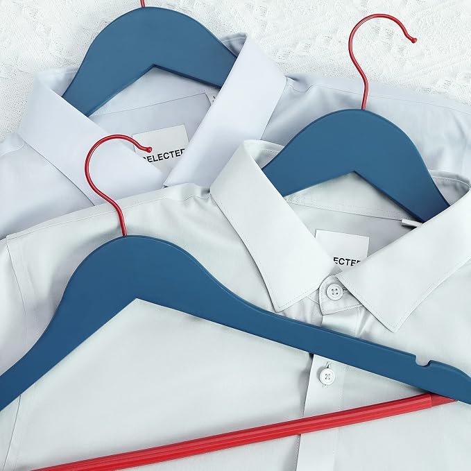 TOPIA HANGER Premium Wooden Hangers 16 Pack Blue/Red Heavy Coat Hanger | - Image 4