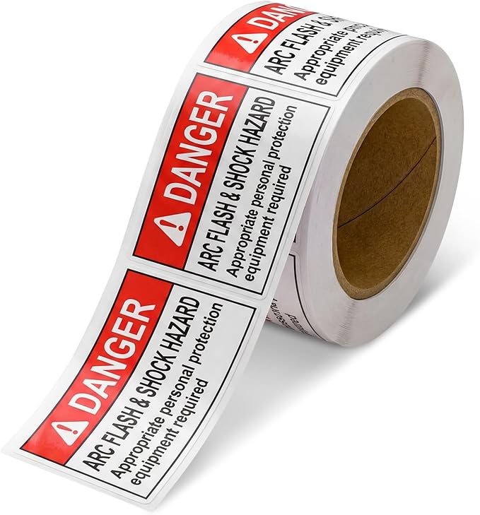 100 PCS DANGER Arc Flash and Shock Hazard Label - 2 x 4 Black & Red Electrical Safety Warning Decal High Performance Polyester Safety Sticker Signs for the Workplace
