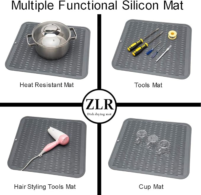 ZLR 2 Pcs Heavy-Duty Silicone Dish Drying Mat - Image 5