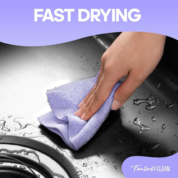 Fantasticlean Microfiber Cleaning Cloth Roll, 60 Pack, 8 x 8, Light Purple - Image 5