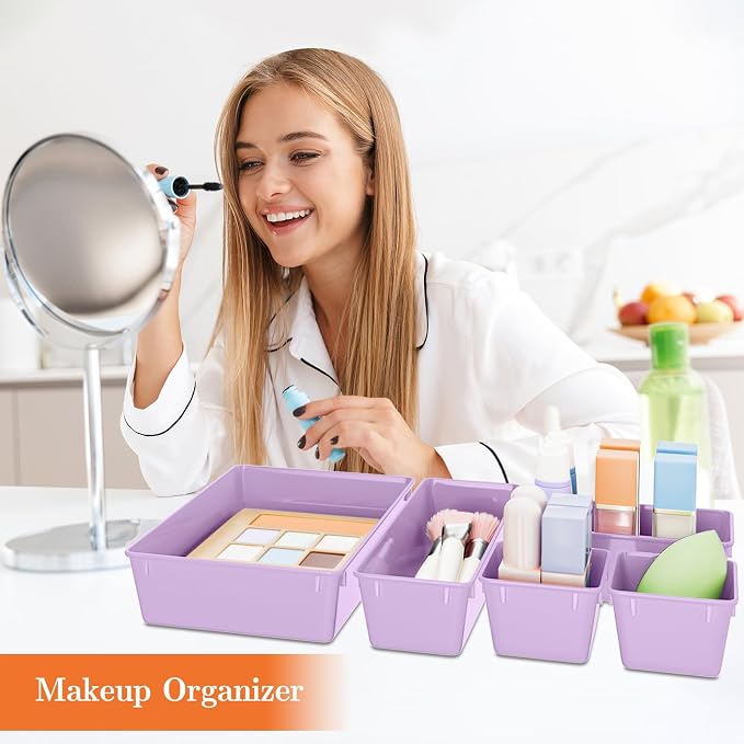 SpaceHacks 25 PCS Plastic Drawer Organizer, 4-Size Versatile Organizer Trays & - Image 5