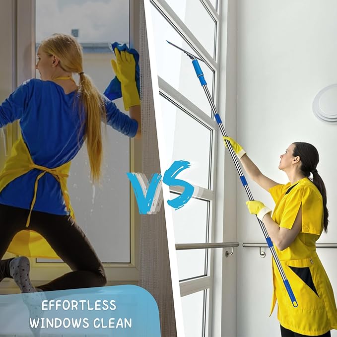 Window Squeegee with Scrubber for Home and Outdoor Glasses Cleaning, 6 Ft Long - Image 6