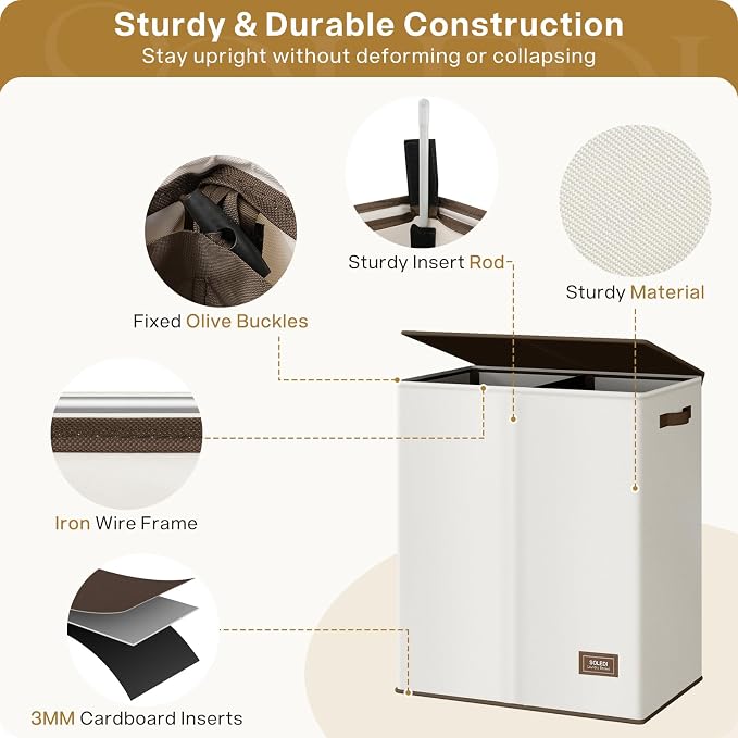 SOLEDI Luxury Double Laundry Hamper - Image 6