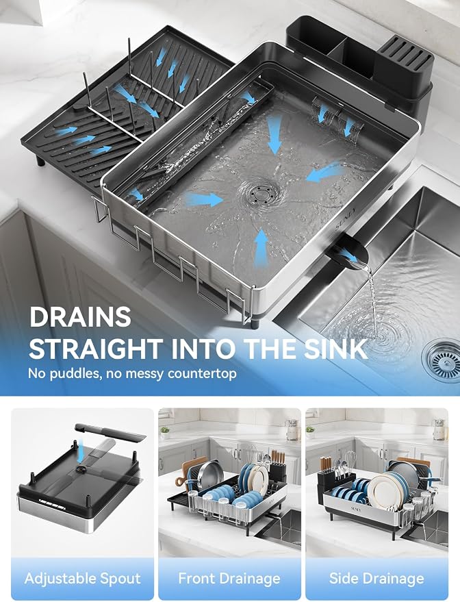 SUNLY Large Dish Drying Rack, Expandable Dish Rack - Image 6