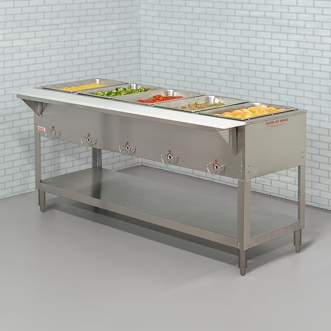 Kratos Commercial Electric Steam Table, 4 Well Stationary Hot Food Table, NSF Certified Food Warmer, 240V, 3000W (28W-112)