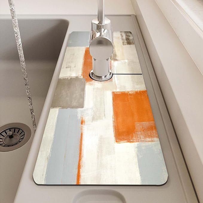 MCALK Orange Kitchen Sink Faucet Mat Splash Guard, Absorbent Quick-Dry Kitchen - Image 7