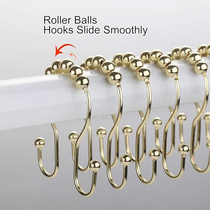 Shower Curtain Hooks, Stainless Steel Gold Shower Curtain Hooks, Rust Proof - Image 5