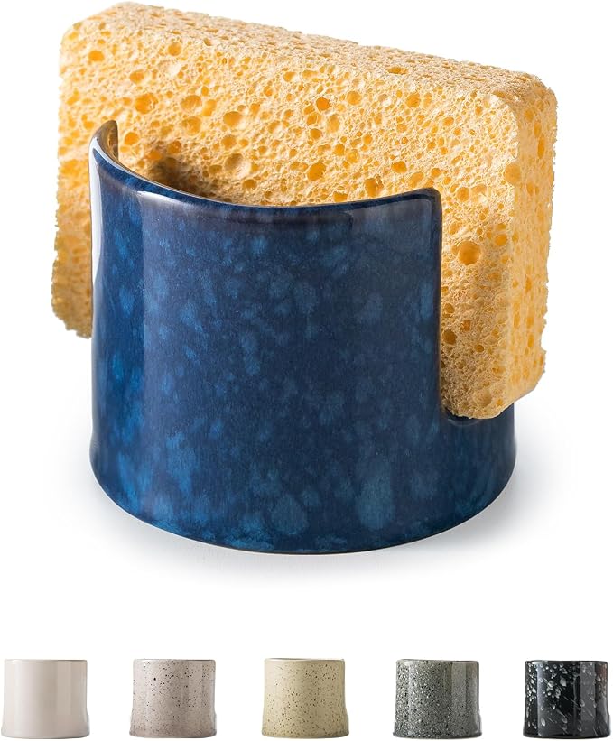 Zoeeker Kitchen Sponge Holder, Ceramic Sponge Organizer Scrubby Holder by LAUCHUH