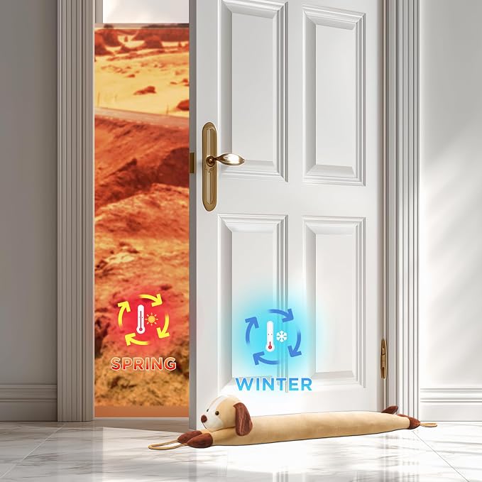 habibee Door Draft Stopper, Weighted Noise Blocker 36 in Yellow Dog | Soft - Image 5