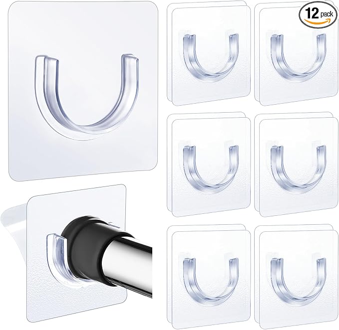 Shower Rod Holder, 12 Pack Transparent Shower Curtain Rod Holder by ARTOSHIN