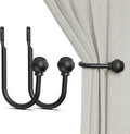 Hion Curtain Holdbacks Black 2pcs, Curtain Tiebacks Wall Mounted Hooks | by Hion