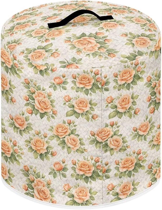 Xoenoiee Peach-colored Roses Print Kitchen Appliance Dust Cover with Pockets, Electric Pressure Cooker Cover Compatible with Crock Pot, Rice Cooker Covers, for 3 Qt