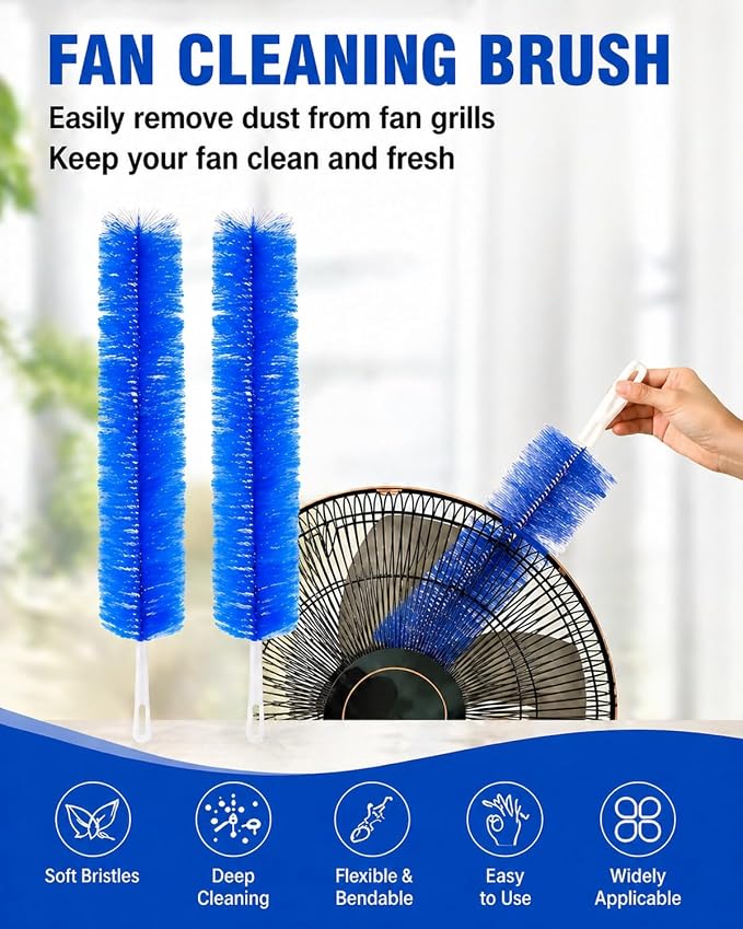 2 Pcs Fan Cleaning Brush, Bendable Micorfiber Crevice Duster Cleaner | Soft - Image 2