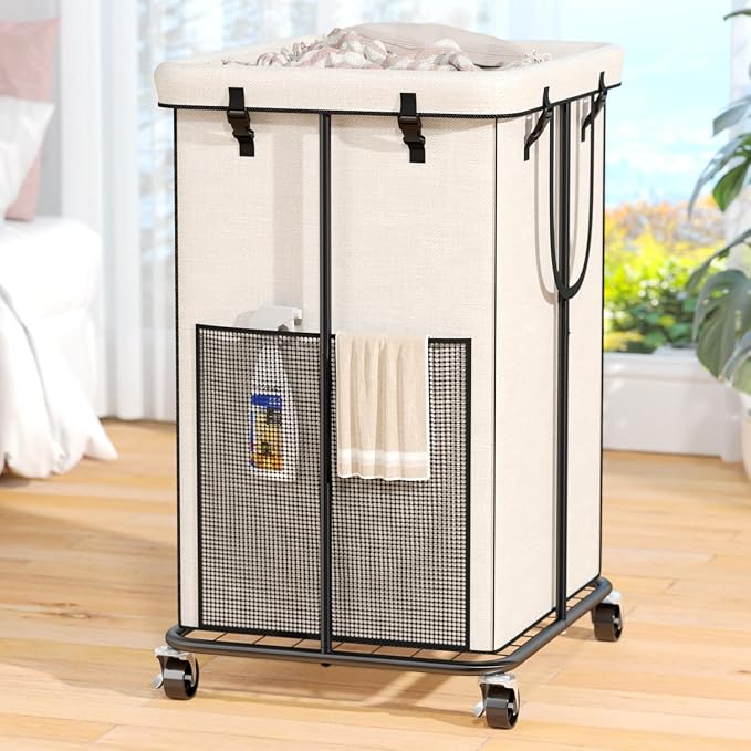 Laundry Hamper with Wheels, 150L Rolling Laundry Basket with Bag & Handles by OLLDIDE