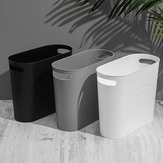 Small Bathroom Trash Can, 3.5 Gallon Slim Garbage Can, 2 Pack White | Plastic - Image 8