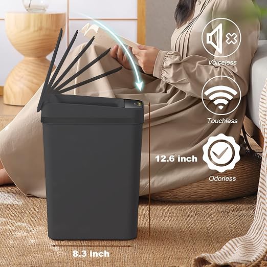 3 PACK - Bathroom Trash Can - 2.5 Gallon Automatic Trash Cans | Bedroom - Image 5