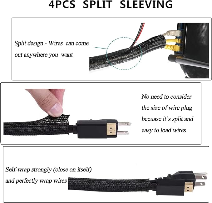 N NOROCME 192 PCS Cable Management Kit 4 Wire Organizer Sleeve | 11 Cable Holder - Image 5