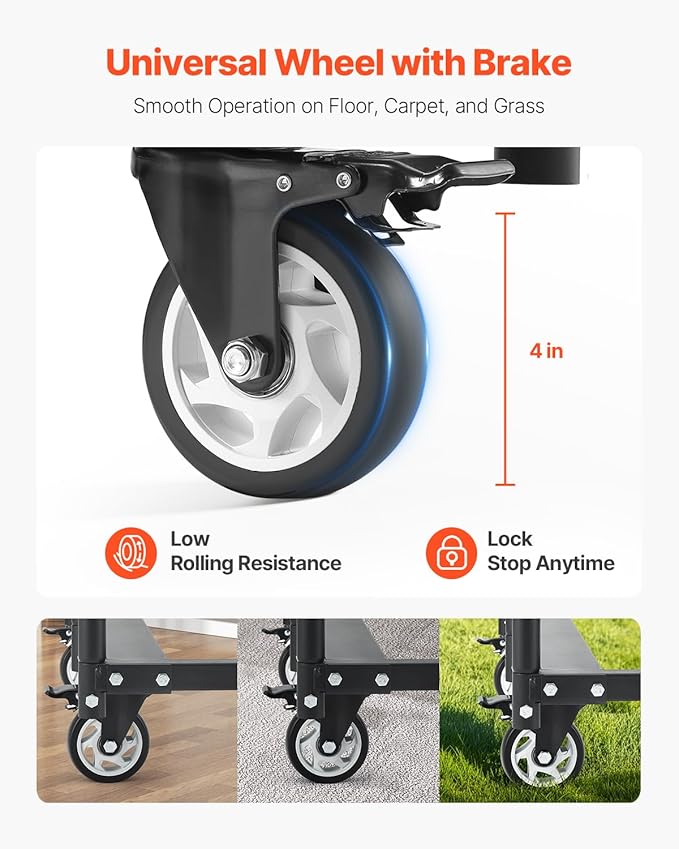 VEVOR Folding Chair Rack, 400 LBS Capacity, Heavy-Duty Chair Cart for 5 Tables+14 Chairs, Chair Storage Dolly Chair Holder w/Swivel Casters and Locking Wheels,for Party Event,Hotel, Matte Black