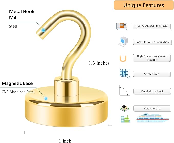 Neosmuk Magnetic Hooks, 85lb Heavy Duty, 10 Pack - Image 5