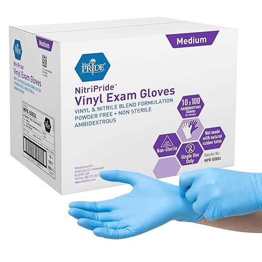 MED PRIDE Nitrile/Vinyl Blend Exam Gloves, Powder-Free by MEDPRIDE