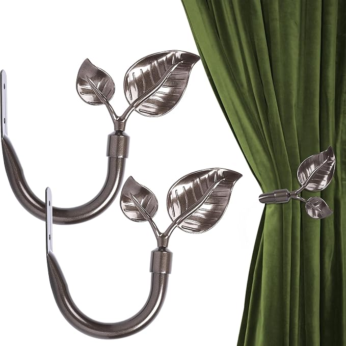 HIKMLK Leaf Shaped Curtain Tieback Holdbacks 2pcs, Handmade Metal Curtain Side by HIKMLK