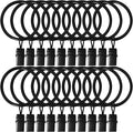 20 Pack Curtain Rings with Clips 1.5" Interior Diameter, Metal Drapery Clips by LULARINE
