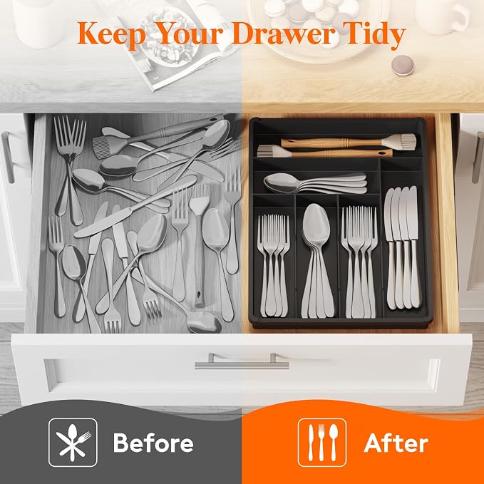 Lifewit Silverware Drawer Organizer Tray, Cutlery Storage - Image 8