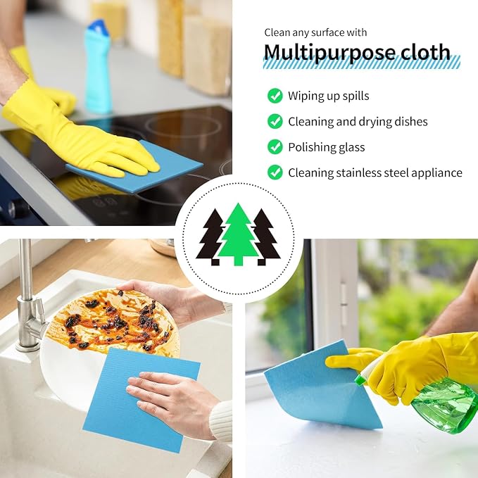 Swedish Dishcloths, 18 Pack Kitchen Towels Dish Rags, Absorbent Swedish Dish - Image 4