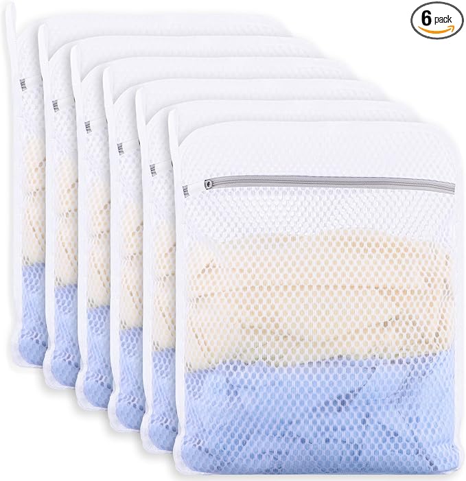 6-Pack Durable Honeycomb Mesh Laundry Bags by Dntorx