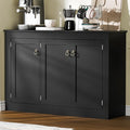 Cozy Castle Buffet Cabinet with Storage - Kitchen Storage Cabinet Wood Console Table Coffee Bar Accent Cabinets for Living Room Dining Room Entryway Black 44.5" W