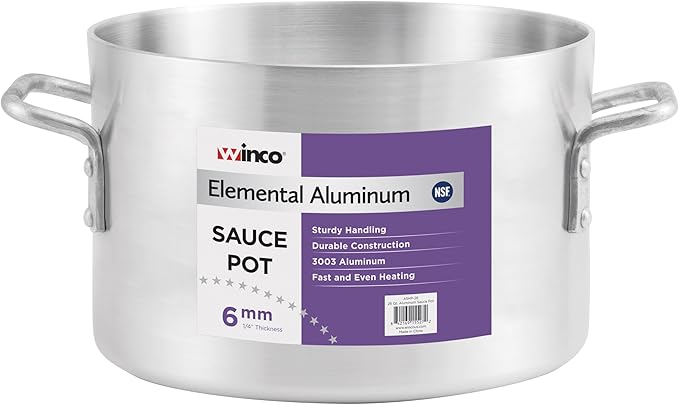 Winco 6.0mm Aluminum Sauce Pot, 14-Quart